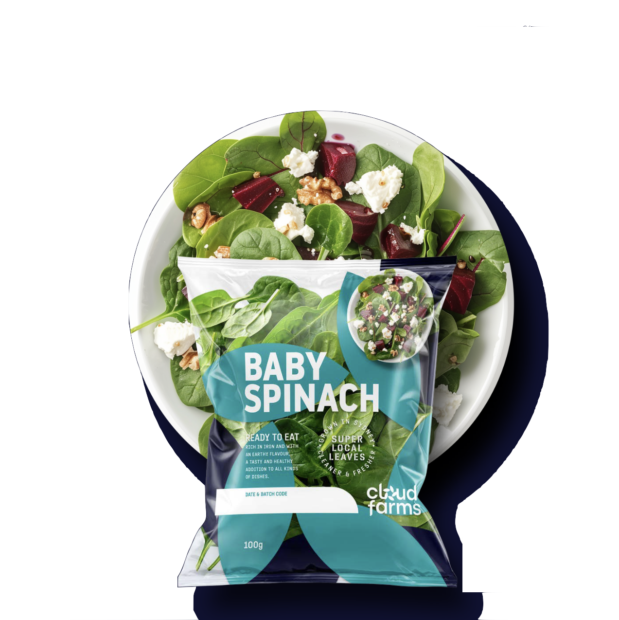 Cloud Farms pesticide-free baby spinach — grown hydroponically in Sydney